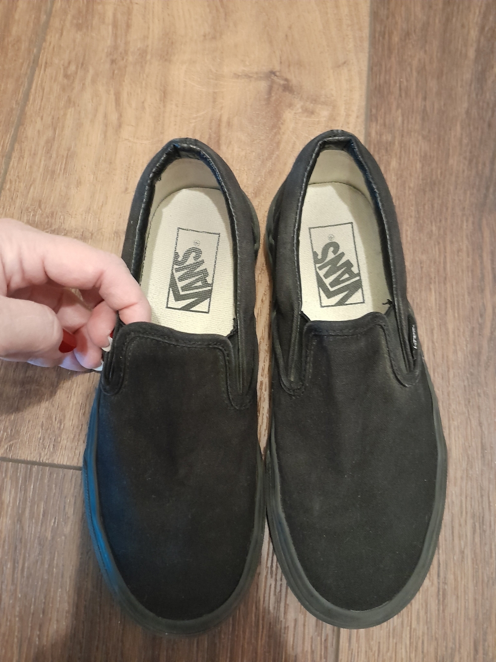 Vans Classic Slip-On Black Canvas Kids Size 3.5